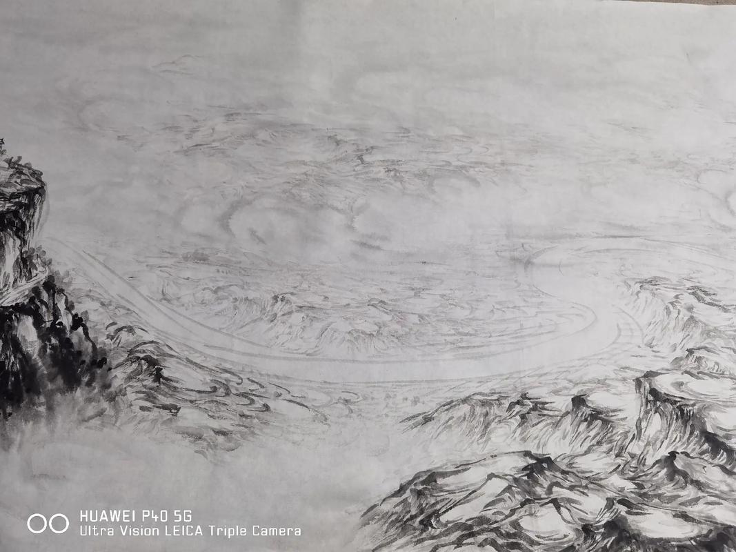 山水畫(huà)家靳文藝創(chuàng)作百米長(zhǎng)卷《黃河萬(wàn)里圖》圖中"黃河穿過(guò)黃土高 - 抖
